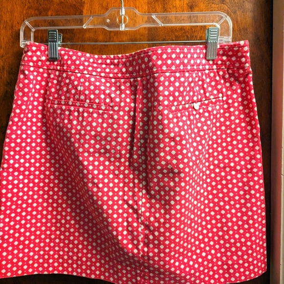 EUC: J. Crew 💕HOT PINK & WHITE💕 Cotton MINI SKIRT 😍♦️diamond pattern ♦sz 8 💞 - Picture 3 of 8
